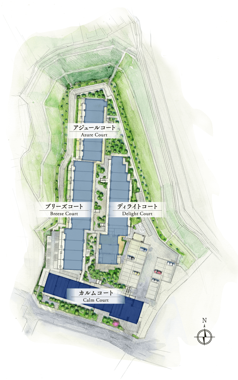 敷地配置イメージイラスト（カルムコート着色）